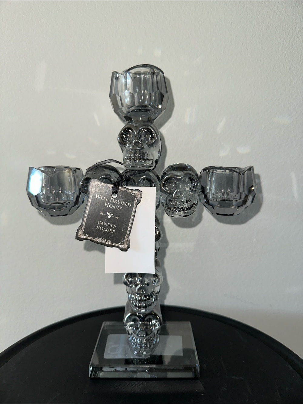 Crystal clear Skull Cross Candle Holder